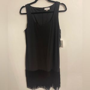 Calvin Klein Black Shift Dress with Fringe - Size 8